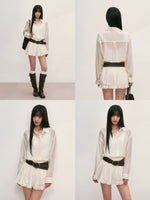 White Relaxed Shirt & Skirt Set