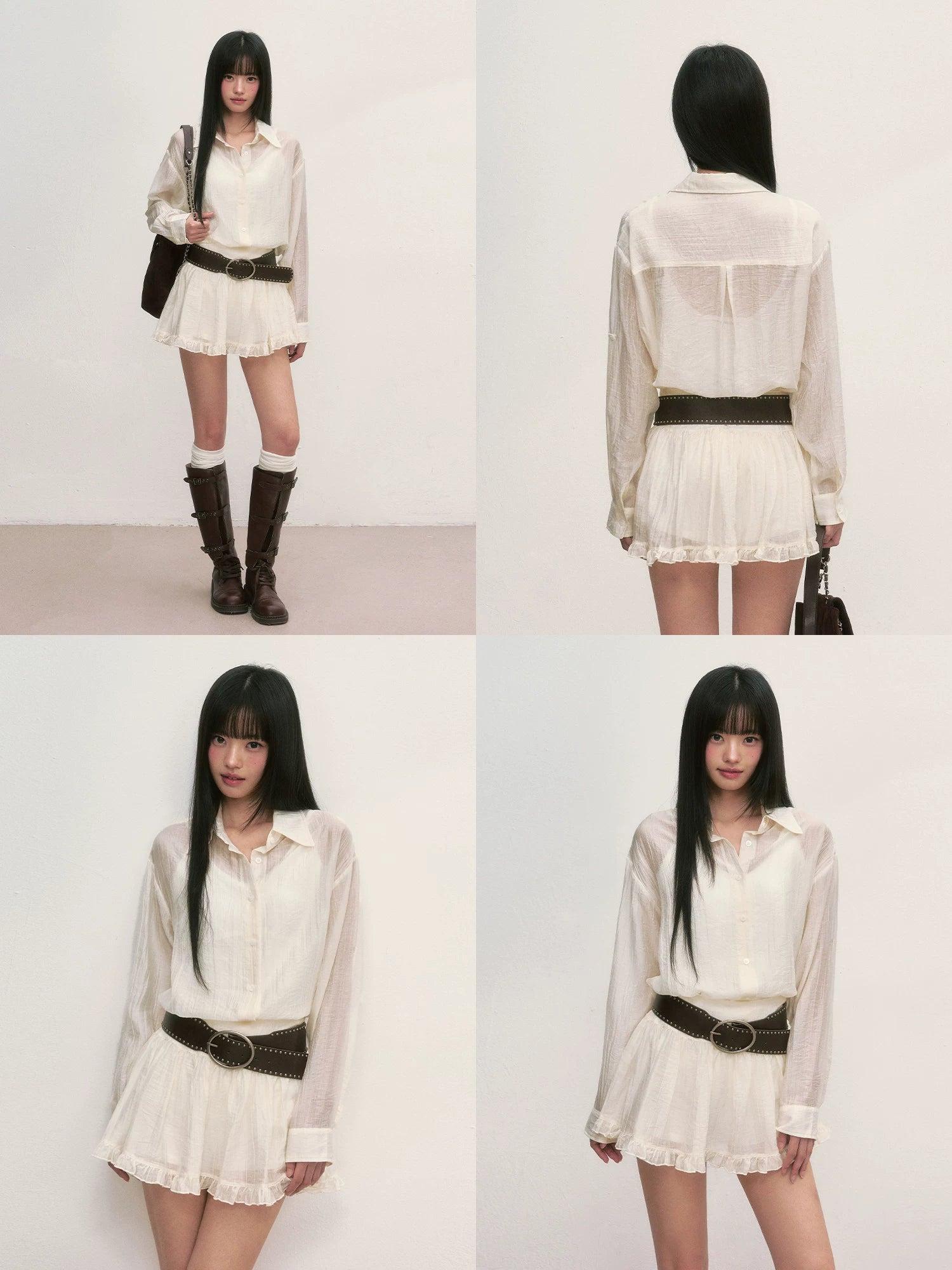 White Relaxed Shirt &amp; Skirt Set