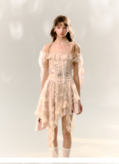 Pink Butterfly Lace Dress