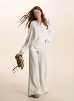 Lace Hooded Long-Sleeve T-Shirt