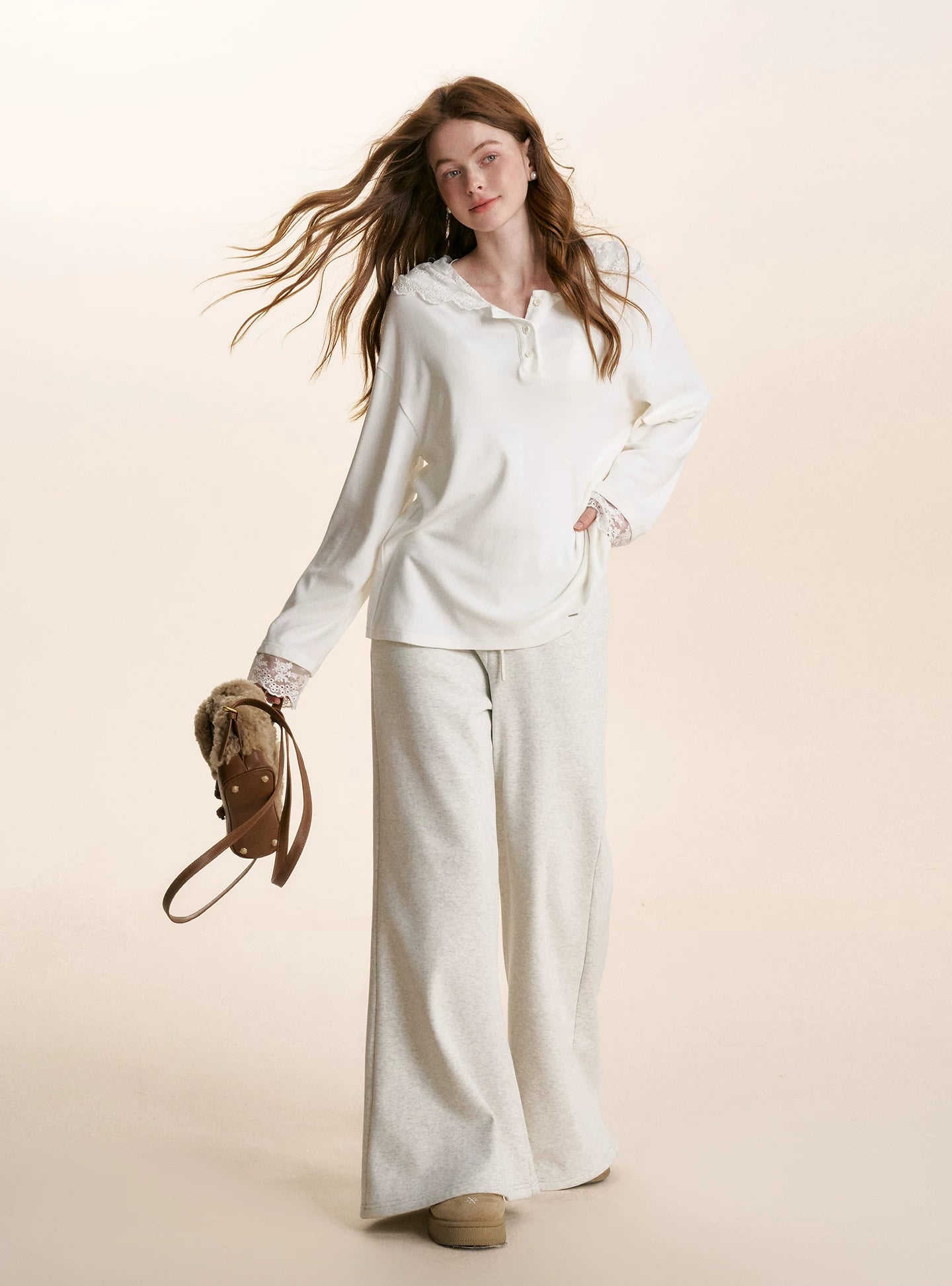 Lace Hooded Long-Sleeve T-Shirt