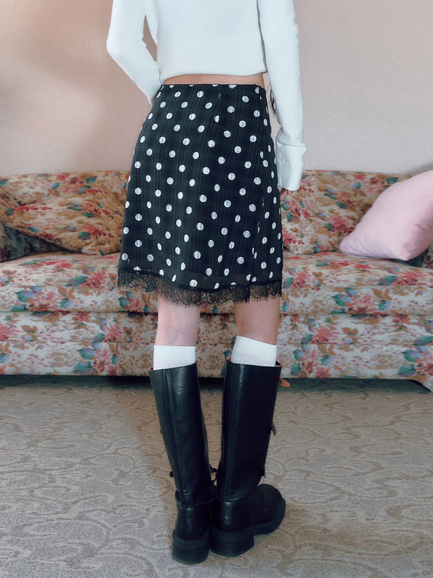 Polka Dot Lace Skirt