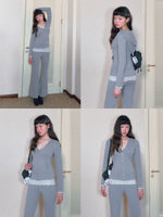 Fitted V-Neck Zip Hoodie