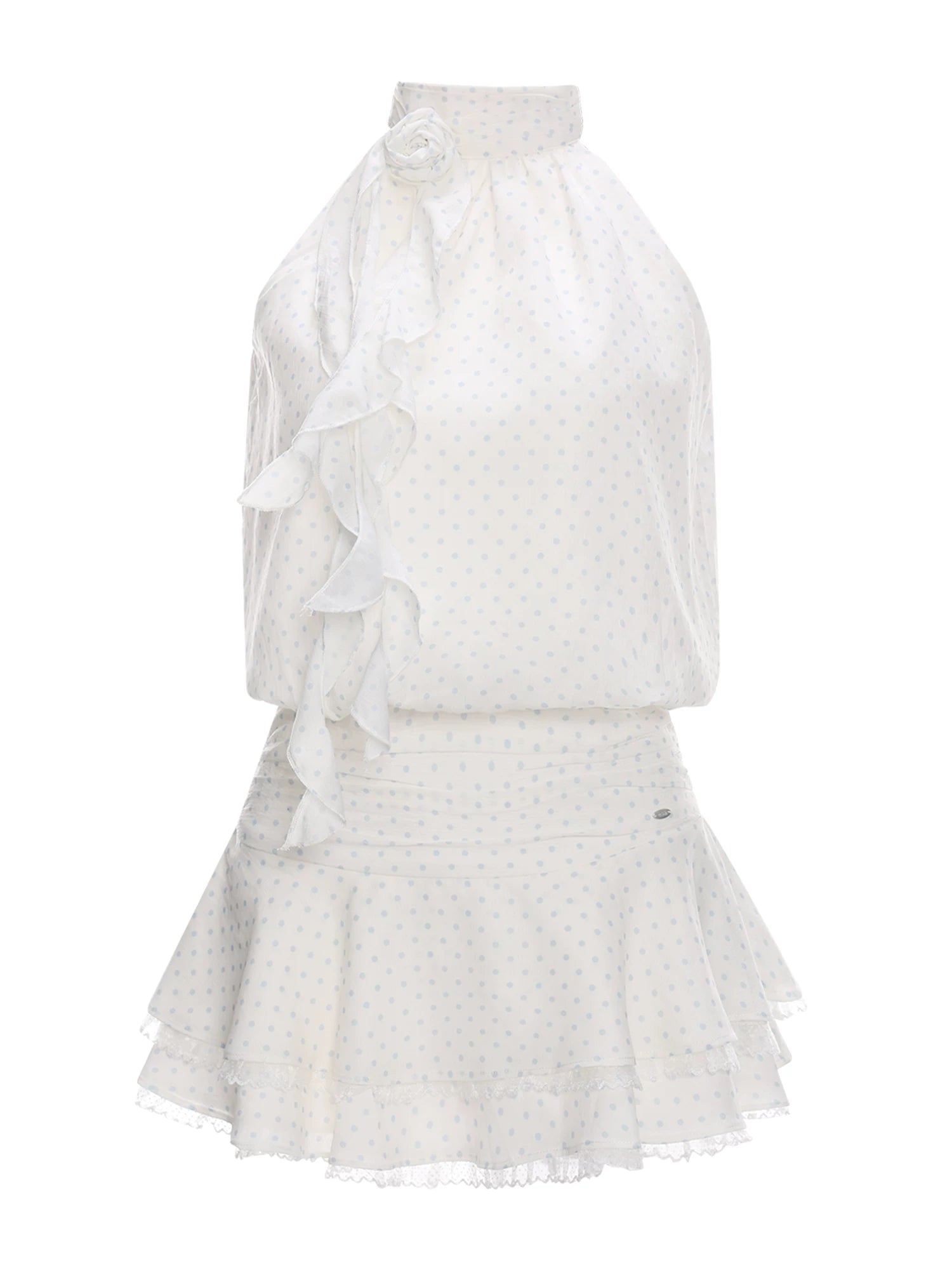 White Polka Dot Halter Dress
