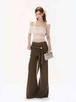 Metal Button Wide Leg Pants