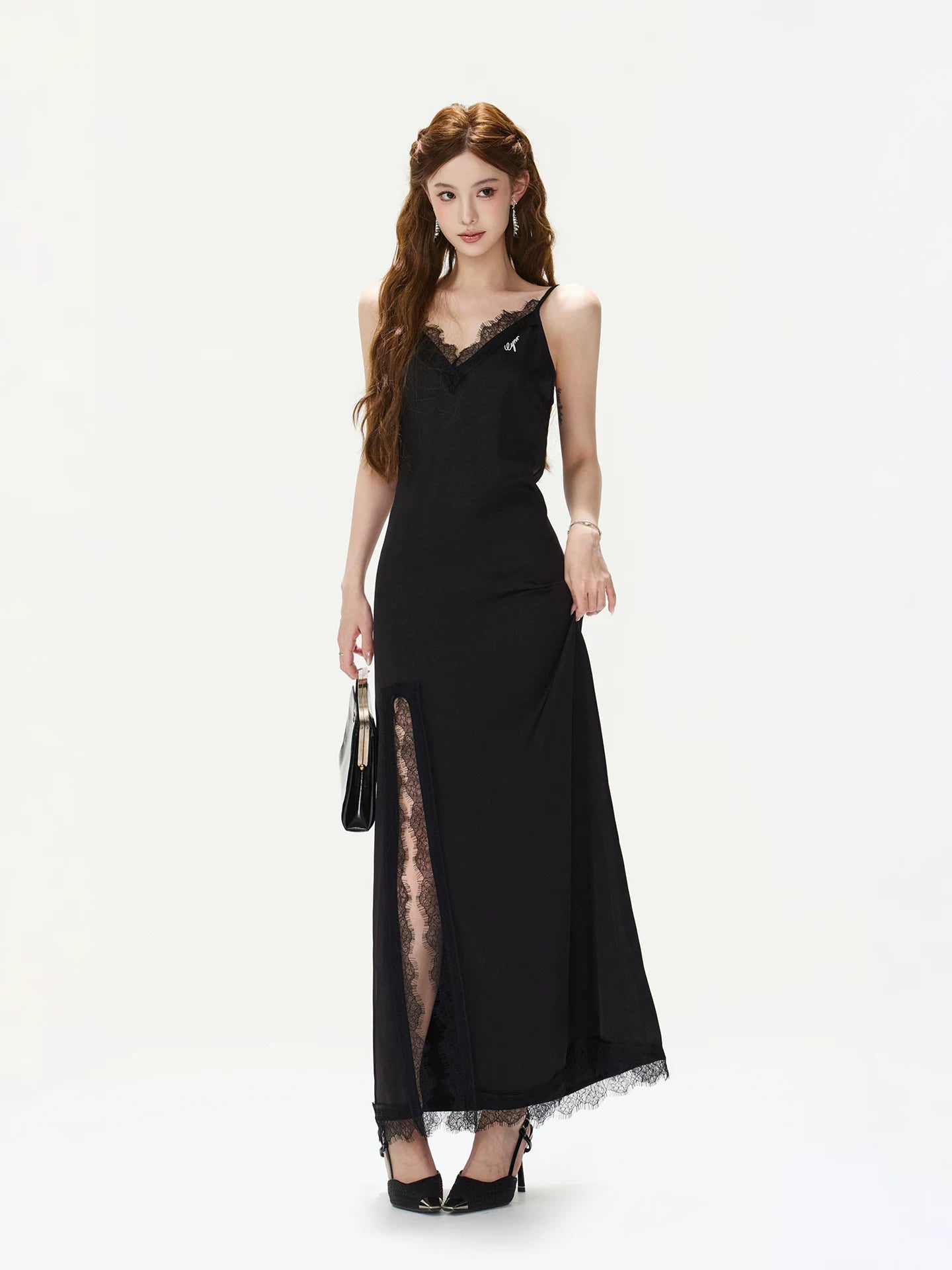 Black Lace V-Neck Dress