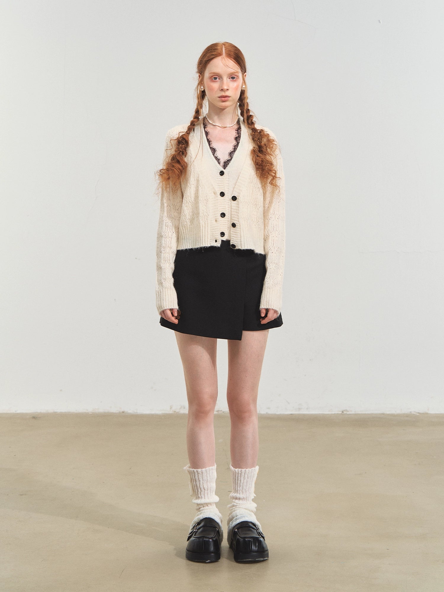 White Lace V-Neck Layered Cardigan