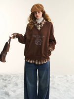 Printed Plaid Collar Sweatshirt