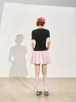 A-Line Bubble Pleated Short Skirt