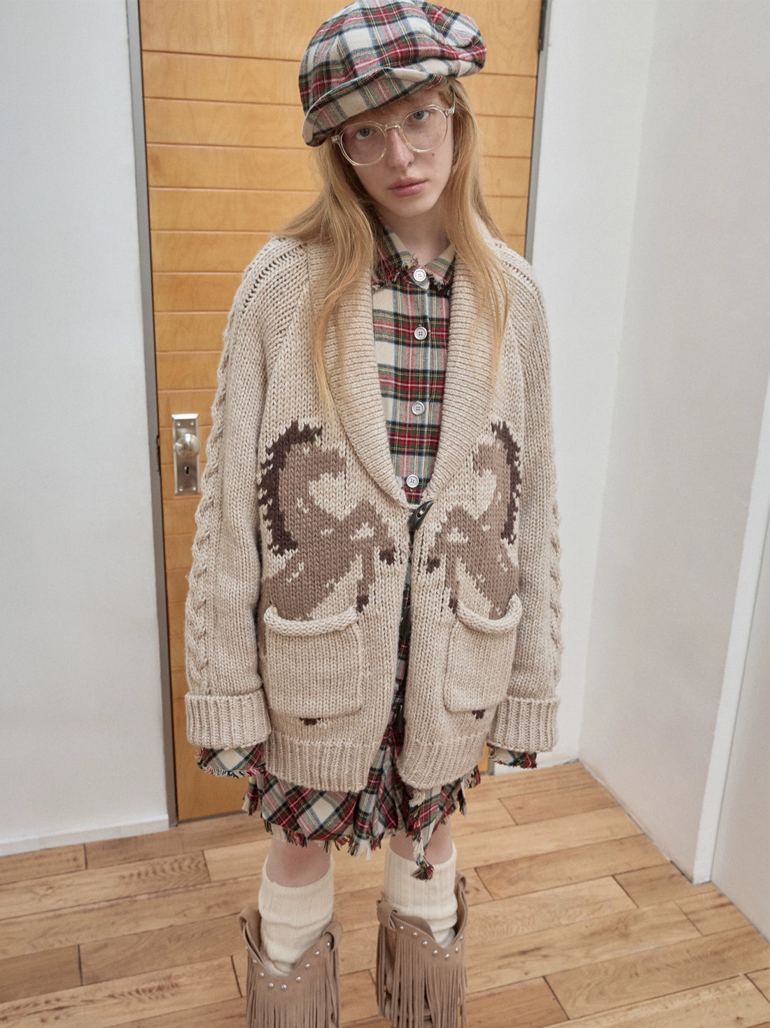 Vintage Check Newsboy Cap