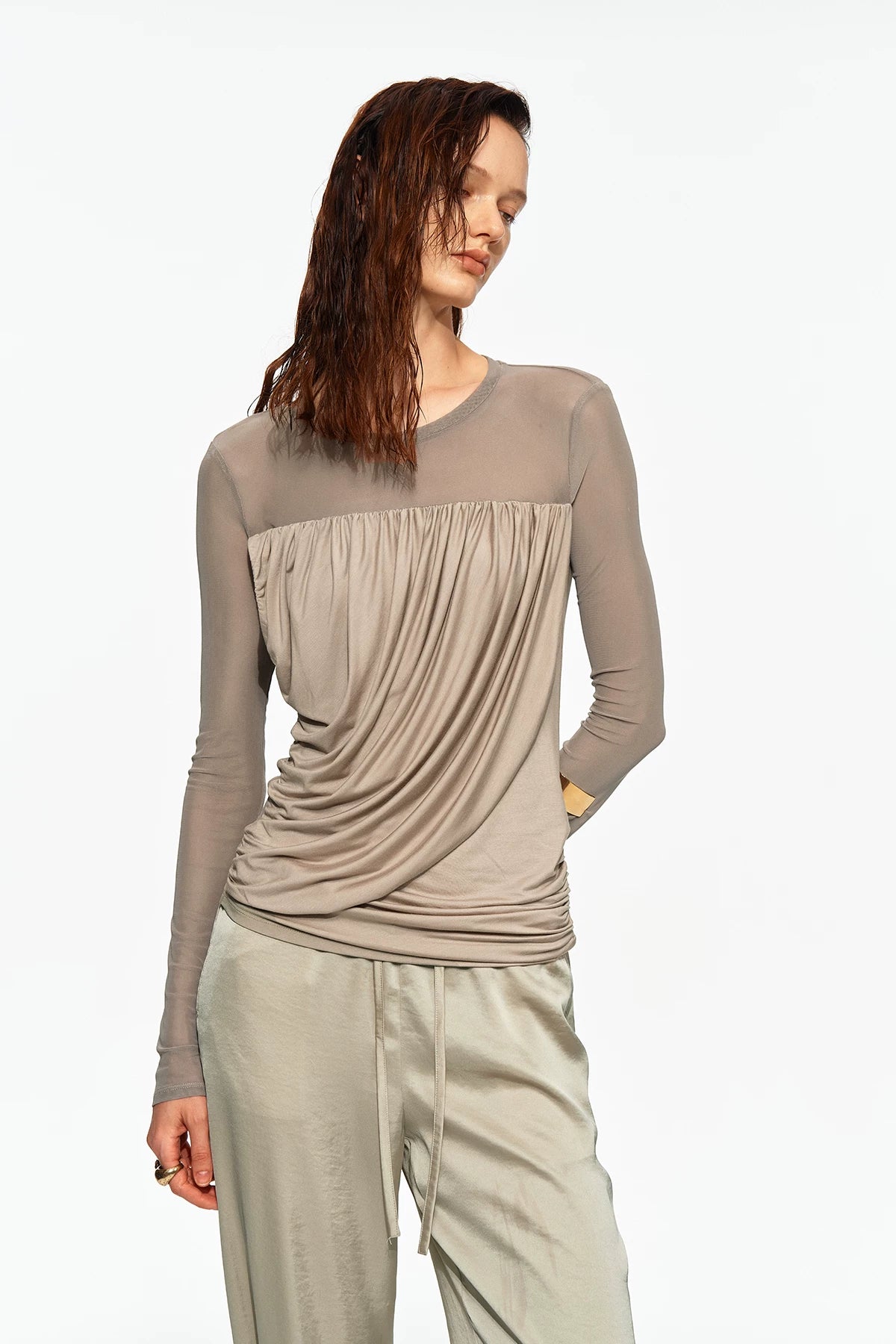 Ruched Lyocell Top