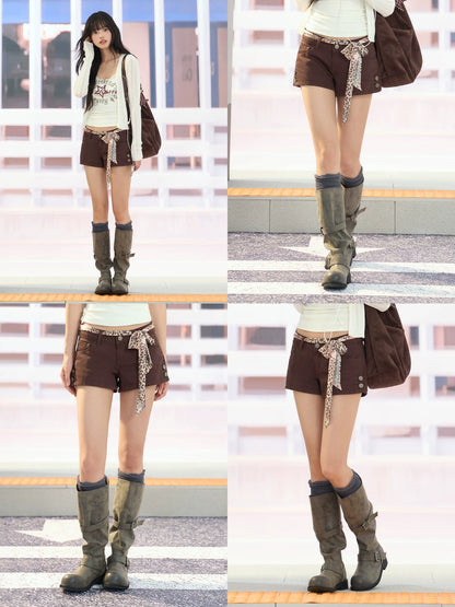 Vintage Dark Brown Denim Shorts