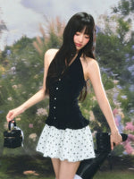 Black Polka Dot Halter Dress