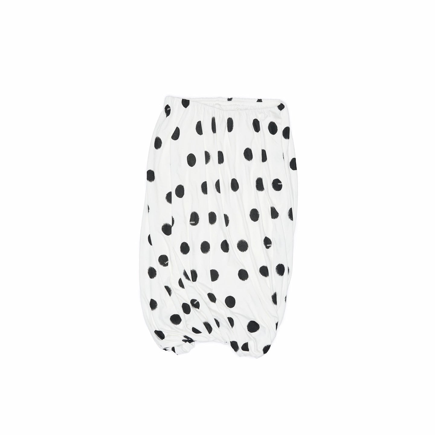 Polka Dot Contrast-Knot Bubble Midi Skirt