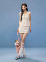 Apricot Floral A-Line Mini Skirt