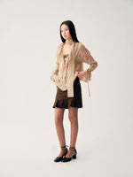 Champagne Cutout Zip Shirt