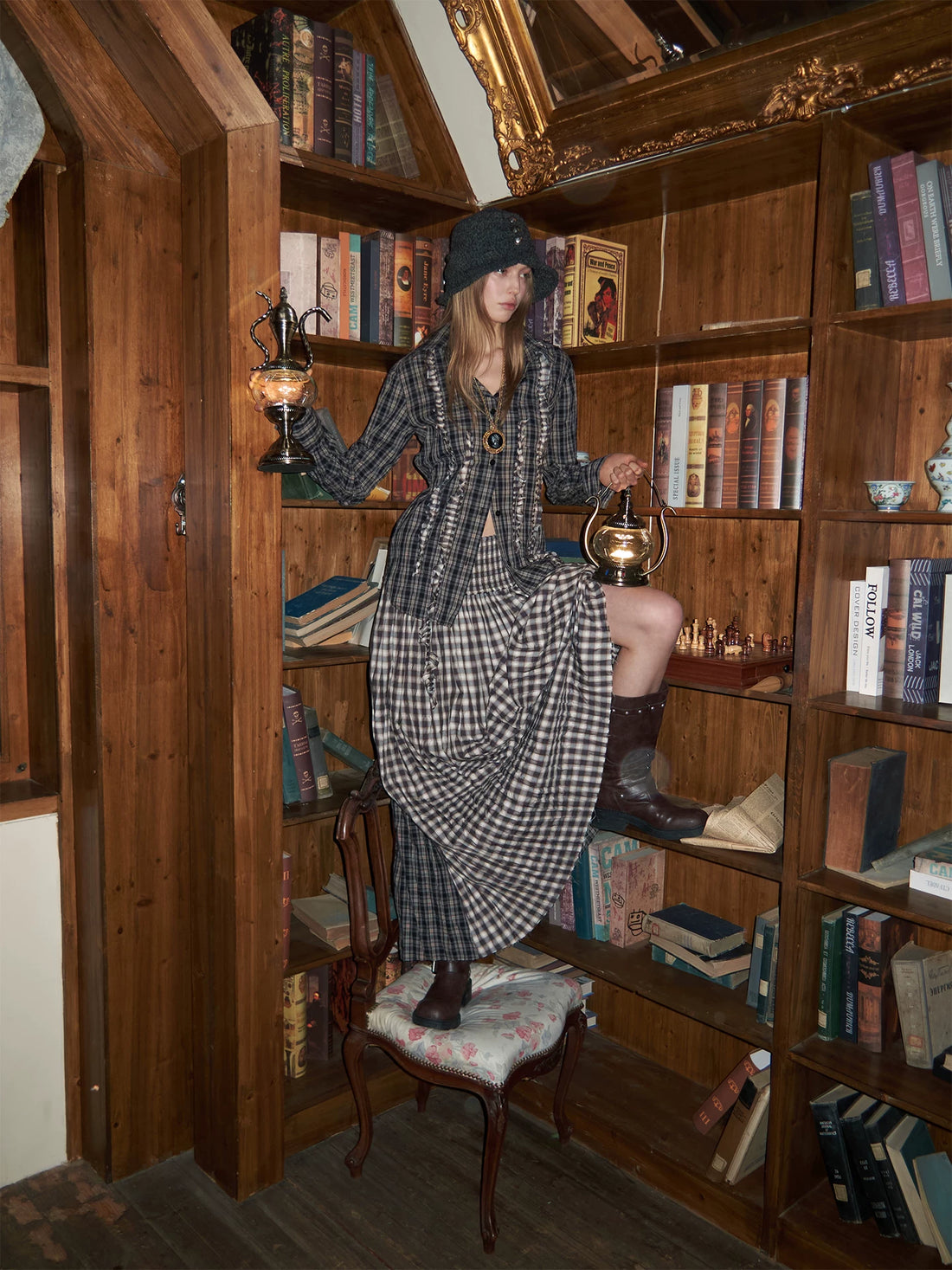 Plaid Ruffle Shirt &amp; Skirt Set