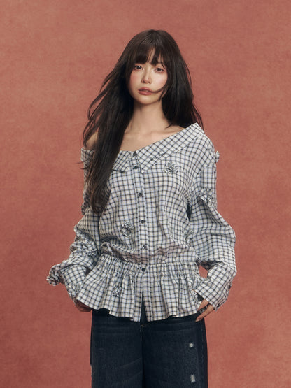 3D Floral Off-Shoulder Shirt