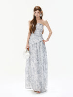 Gray Asymmetric Halter Top & Skirt Set