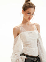 Off-Shoulder Halter Flare Sleeve Blouses