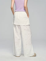 Hollow-Out Fauk Two Piece High-Waist Pants