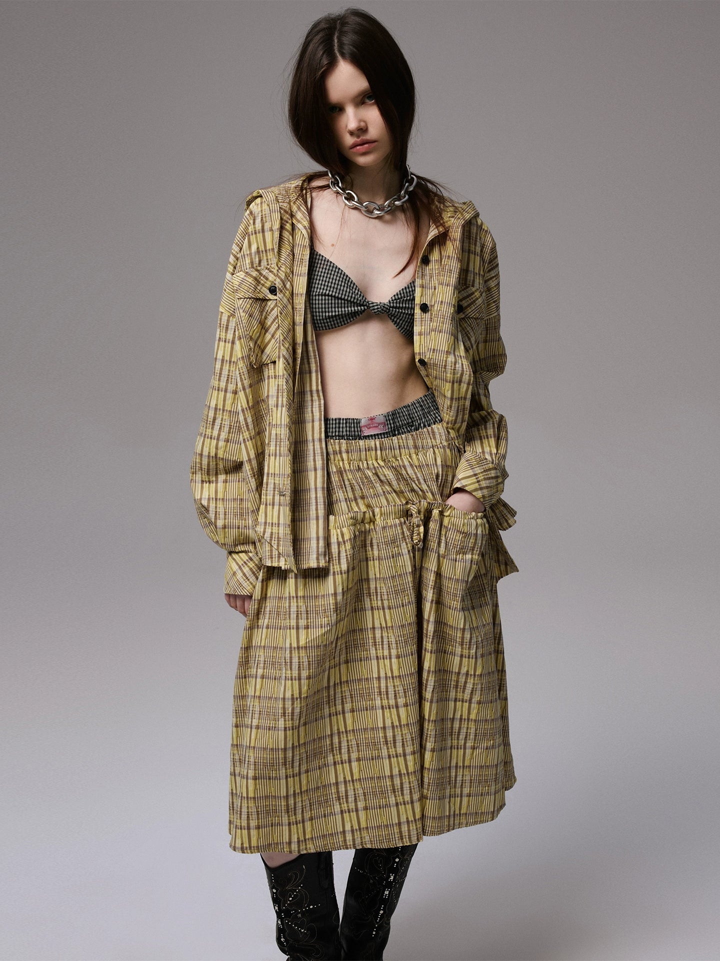 Vintage Plaid Twist Bra