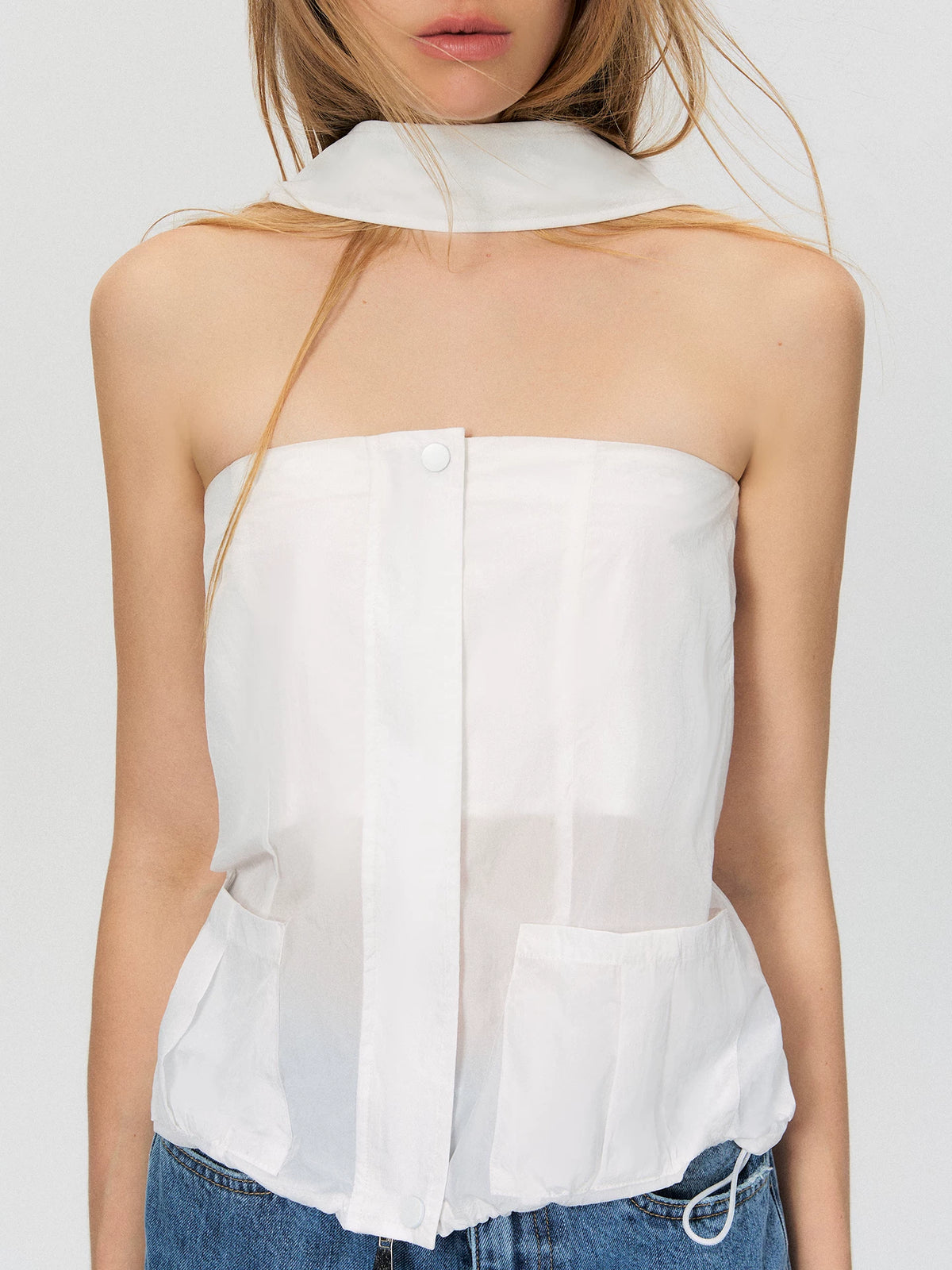 White Utility Bandeau Top