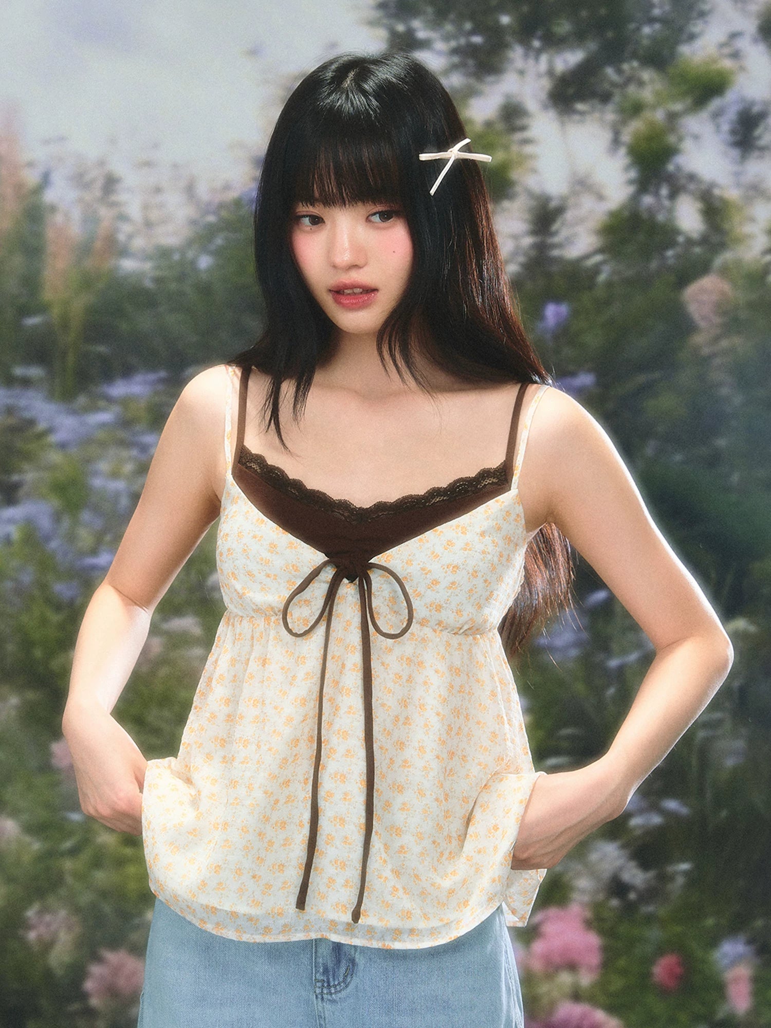 Vintage Floral Tie Cami Top