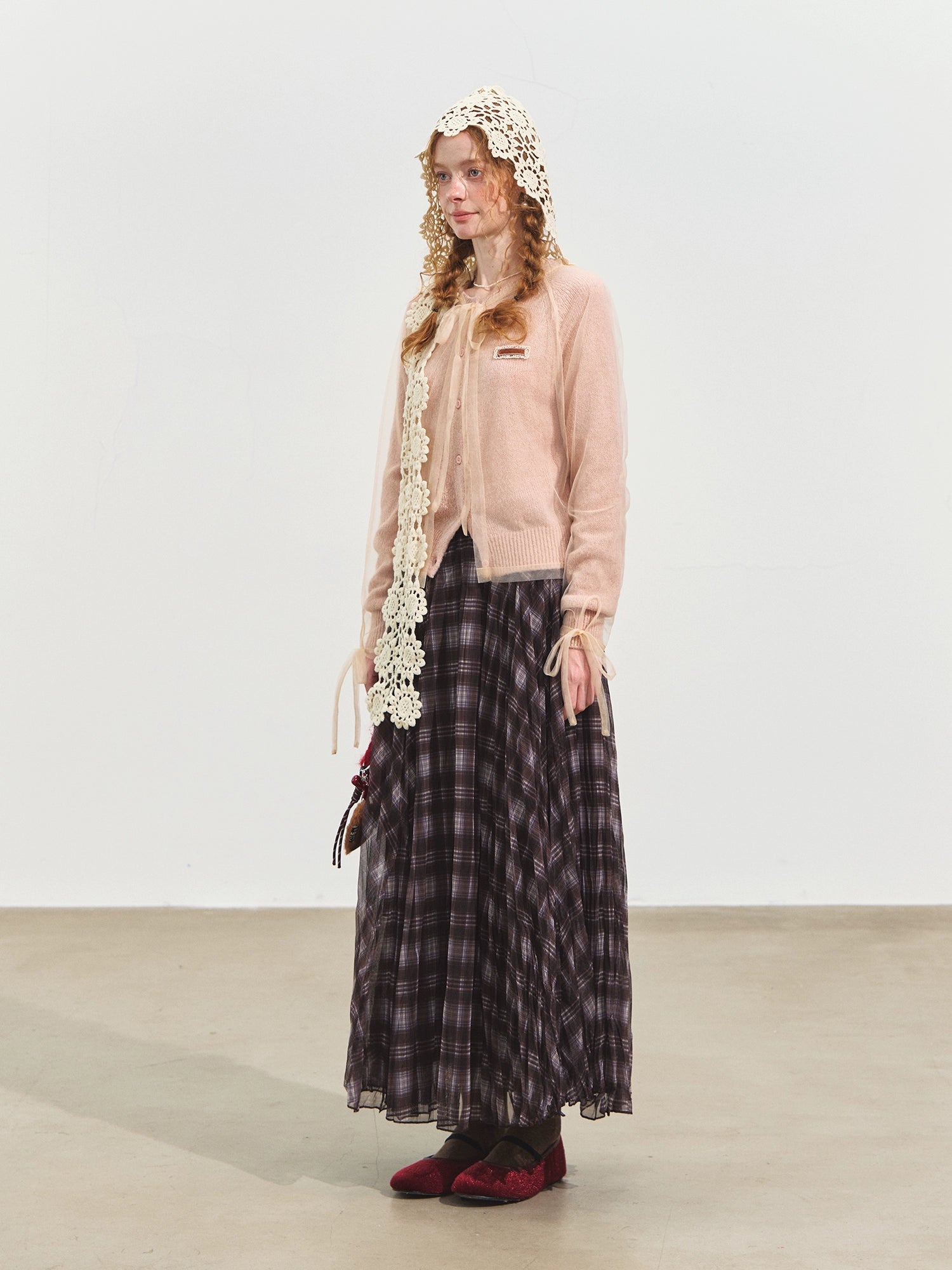 Mesh Layered Knit Cardigan