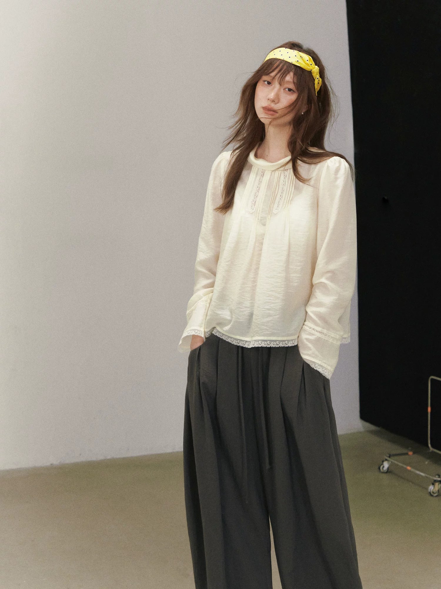 Draped Puff Sleeve Blouse