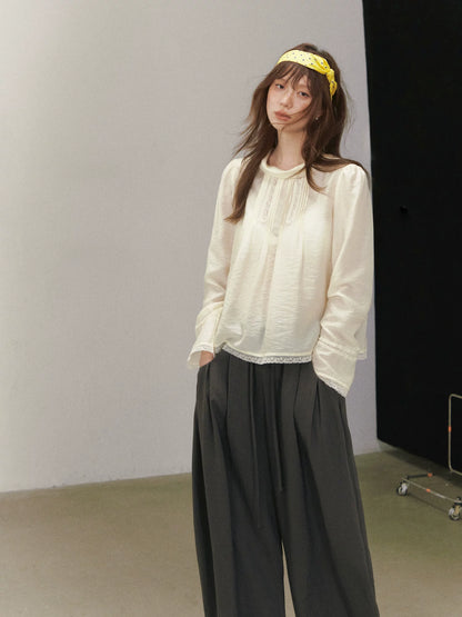 Draped Puff Sleeve Blouse