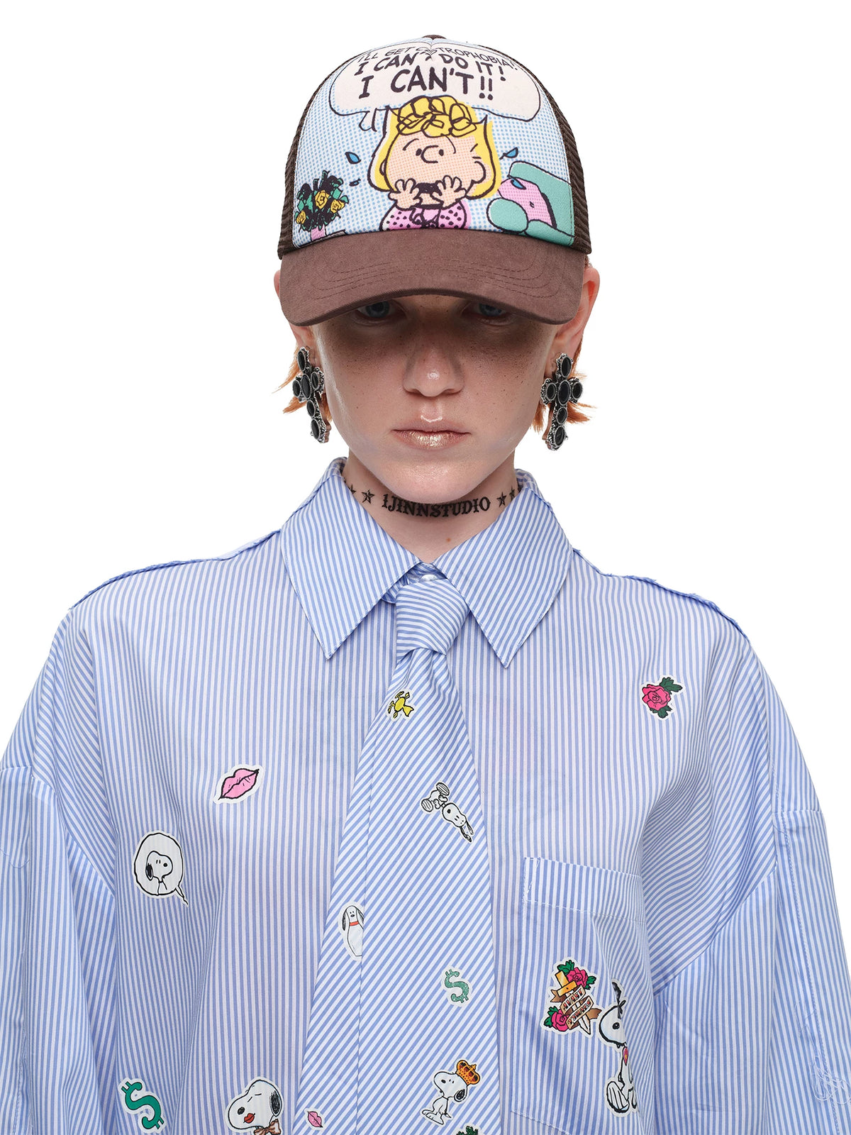 Snoopy Graphic Colorblock Trucker Cap