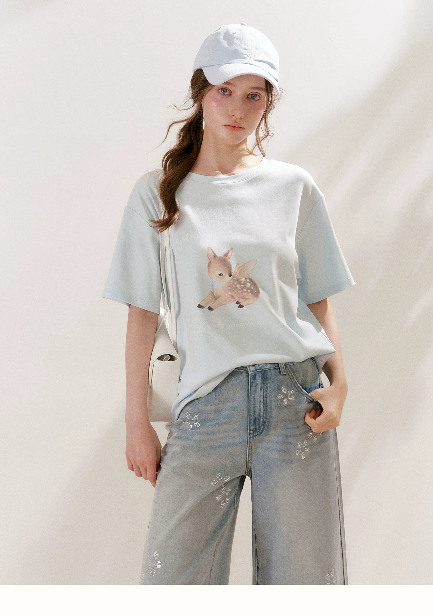 Rhinestone Cropped Wide-Leg Jeans