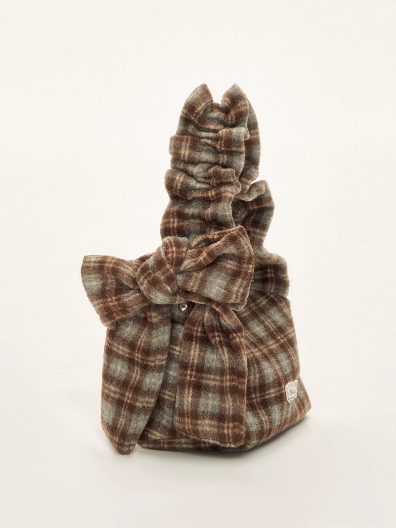 Brown Vintage Bow Plaid Bag
