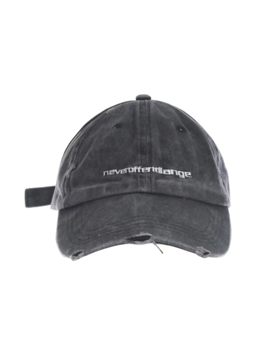 Distressed Embroidered Denim Cap
