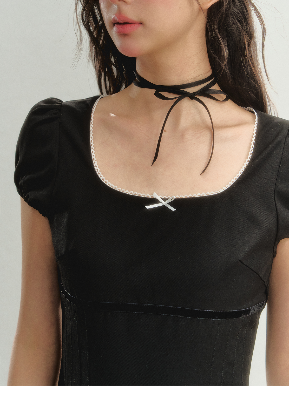 Square Neck Pleated Dress