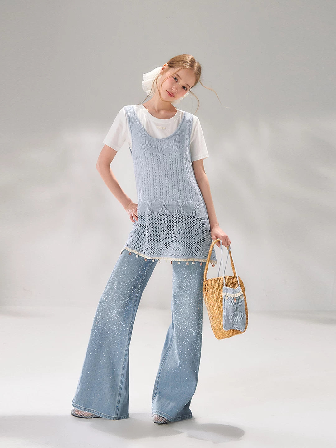 Shell Trim Knit Layered Set