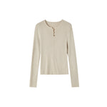 Stripe Button Rib Top