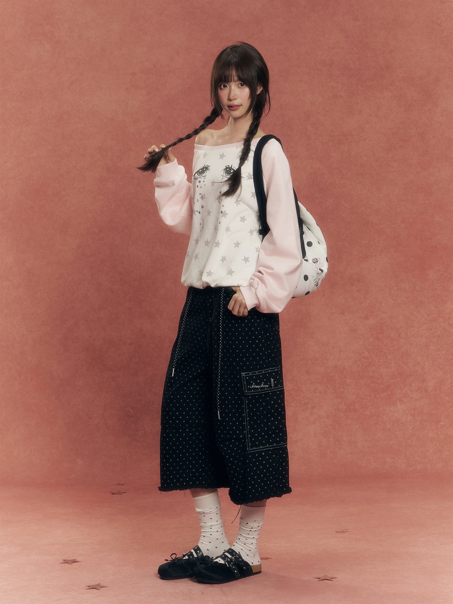 Star Print Cropped Jeans