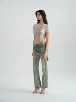 Purple Gray Handmade Flower Top