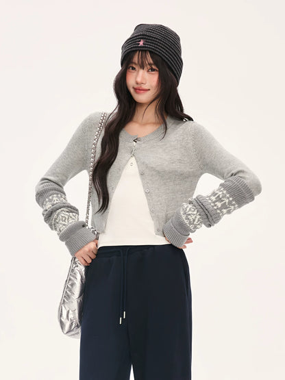 Gray Embroidered Chain Bag