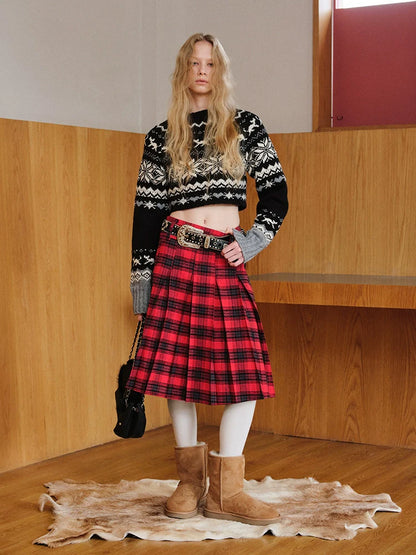 Vintage Jacquard Chunky Knit Crewneck Sweater
