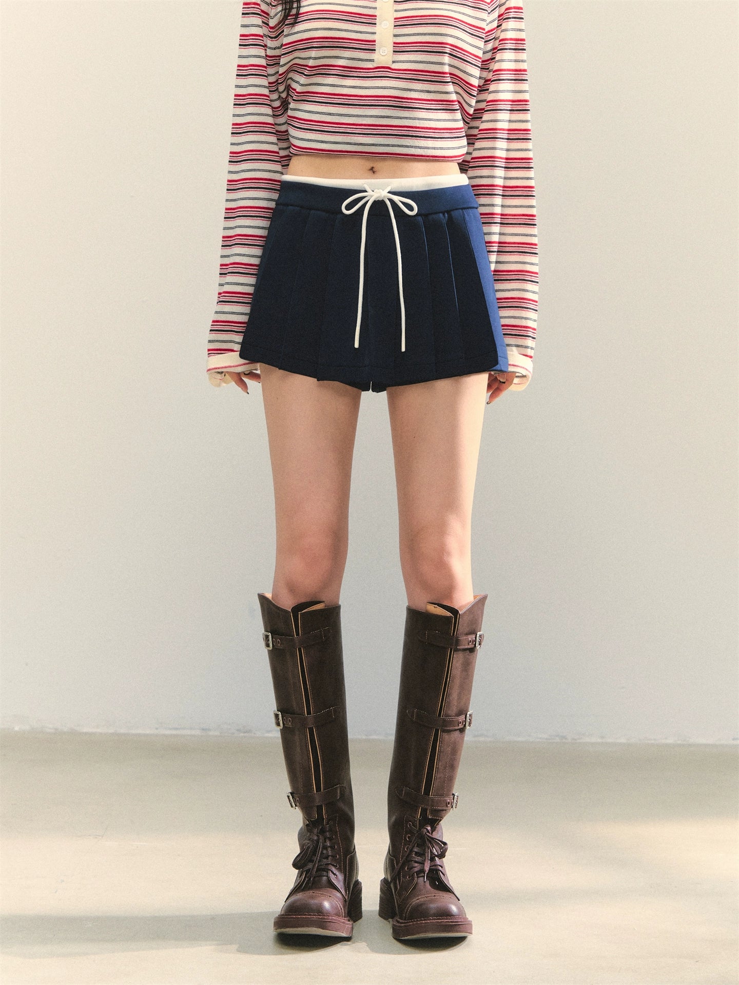 Zip-Up Colorblock Hoodie &amp; Skort Set
