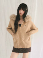 Detachable Fur Collar Knit Cardigan
