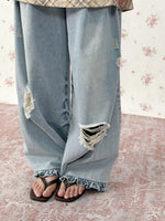 Light Blue Washed Wide Leg Jeans