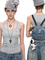 Vintage Print Wide-Strap Tank Top
