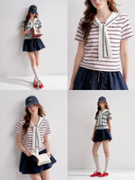 Sailor Collar Striped T-shirt