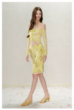 Yellow Butterfly Off-Shoulder Set