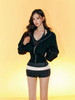 Sweet Cool Devil Horns Sports Hoodie & Shorts Set