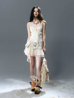 Pleated Belt Slip Dress